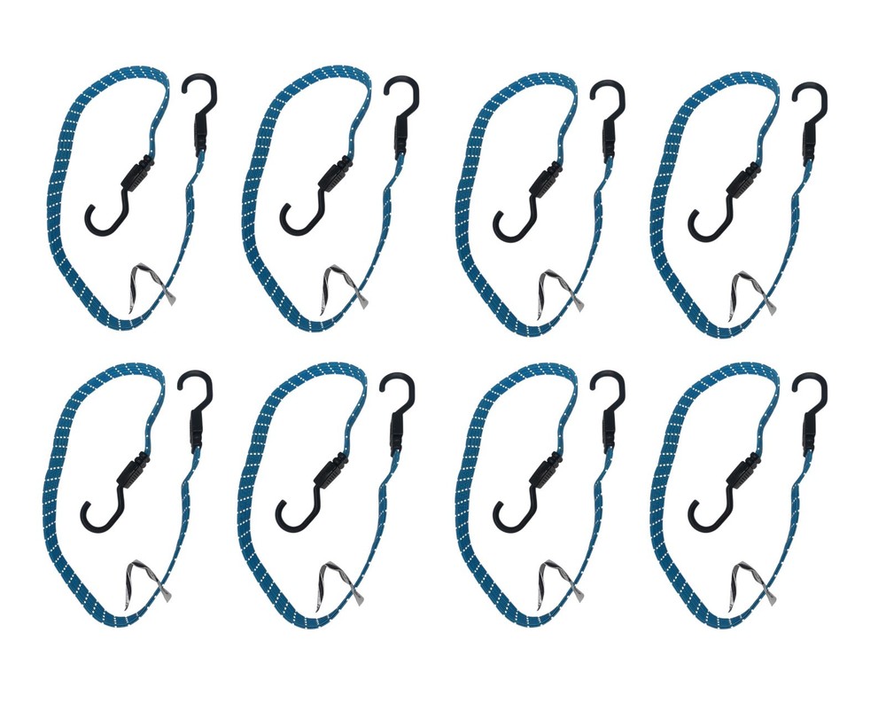 8-PK 36"  Reflective Flat Bungee Cords/Blue color/Multi-use