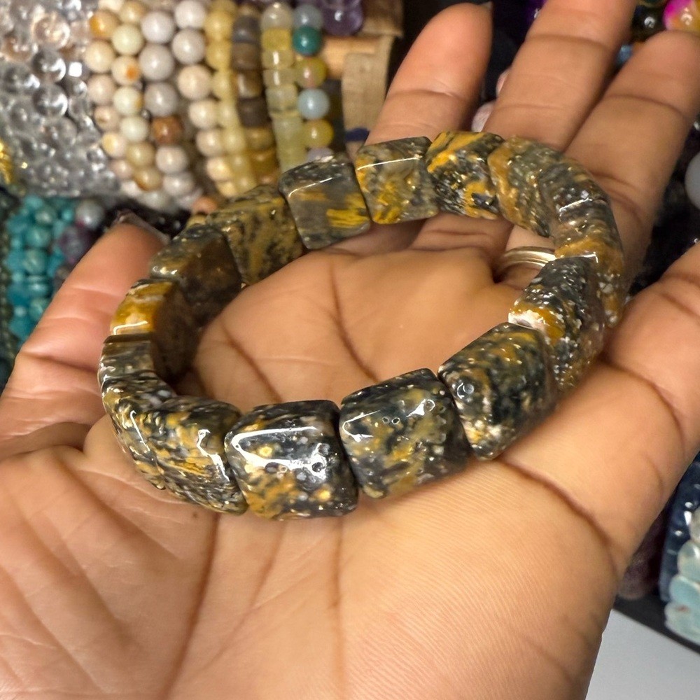 Fish ocean Jasper soft bangle 7’