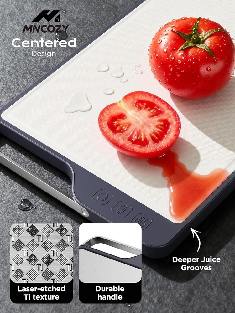 Titanium Cutting Board Kitchen Double-Sided Pure Titanium(Checkered Design &