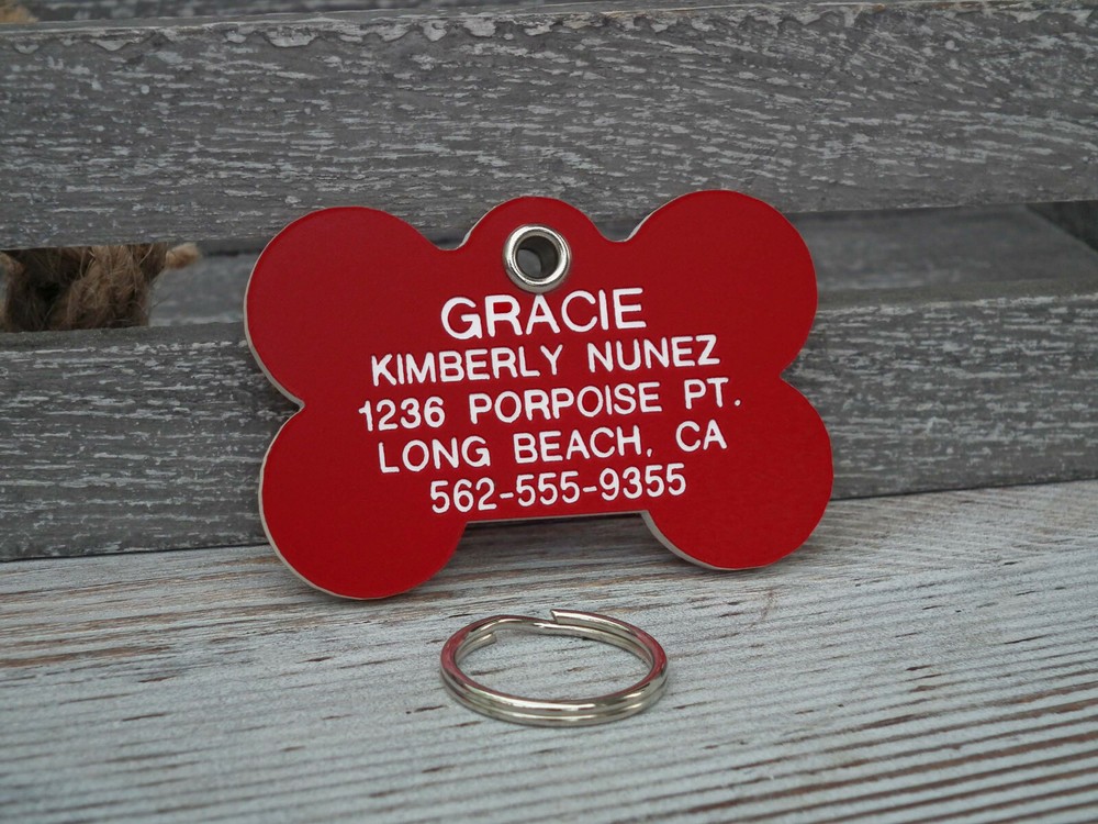 Plastic Bone Shape Pet ID Tags Custom Engraved Durable Dog Name Identification