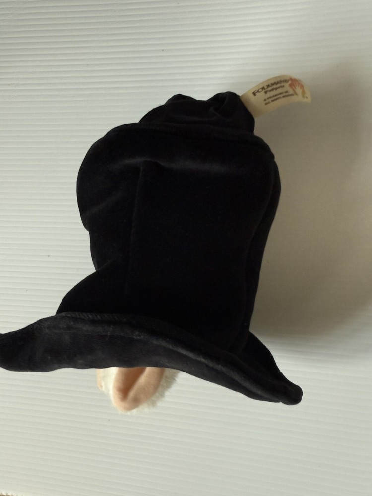 Folkmanis White Rabbit In Black Hat Hand Puppet Peekaboo