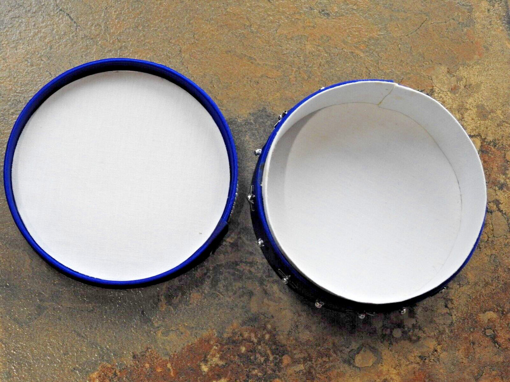 Vintage Fabric Powder Puff Container, Trinket Box, Vanity Display