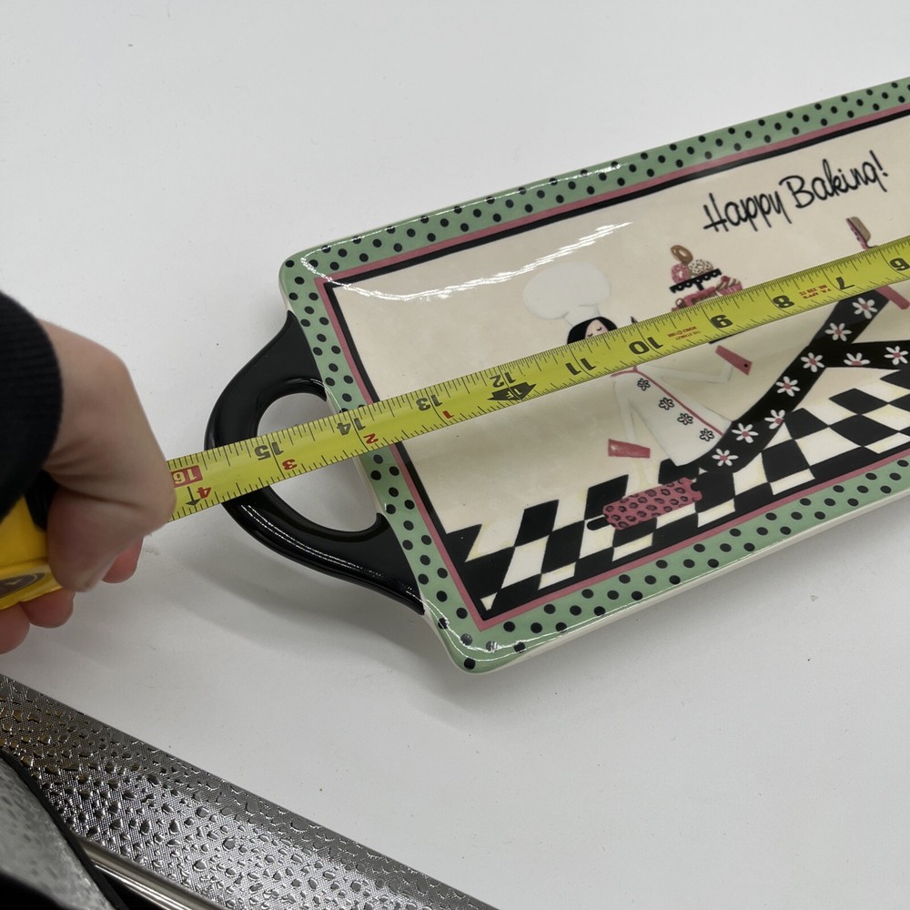 Certified International Chefanista 15" Rectangular Handled Platter happy Baking