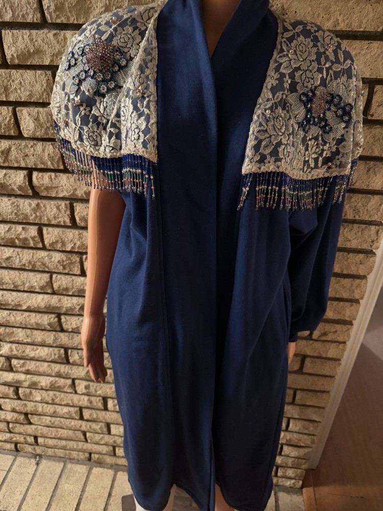 Shell Kepler Lacy Afternoon Duster L Blue Beaded Lace