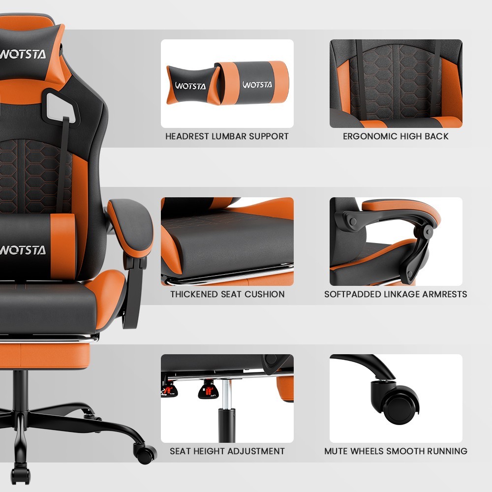 Gaming Chair with Massage,Ergonomic PC Computer Chair with Footrest Comfortable