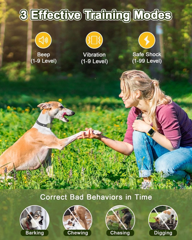 Dog Shock Collar with Remote Control, 4000FT Dog Training Collar with Beep(1-...