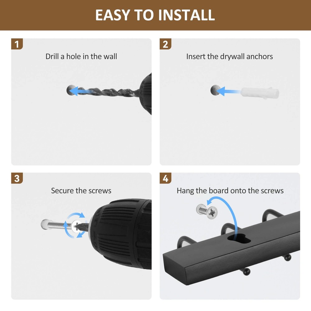 ZEDODIER Key Holder Wall Mount, Hanger with 12 Adjustable 1 Pack, Black