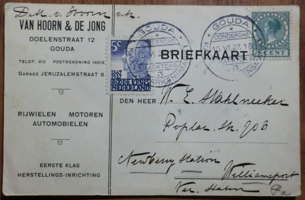 Netherlands: 1927 postcard (op)