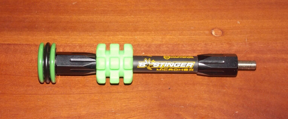 Bee Stinger MicroHex 6" Stabilizer in Matte Black w/Green - B Stinger