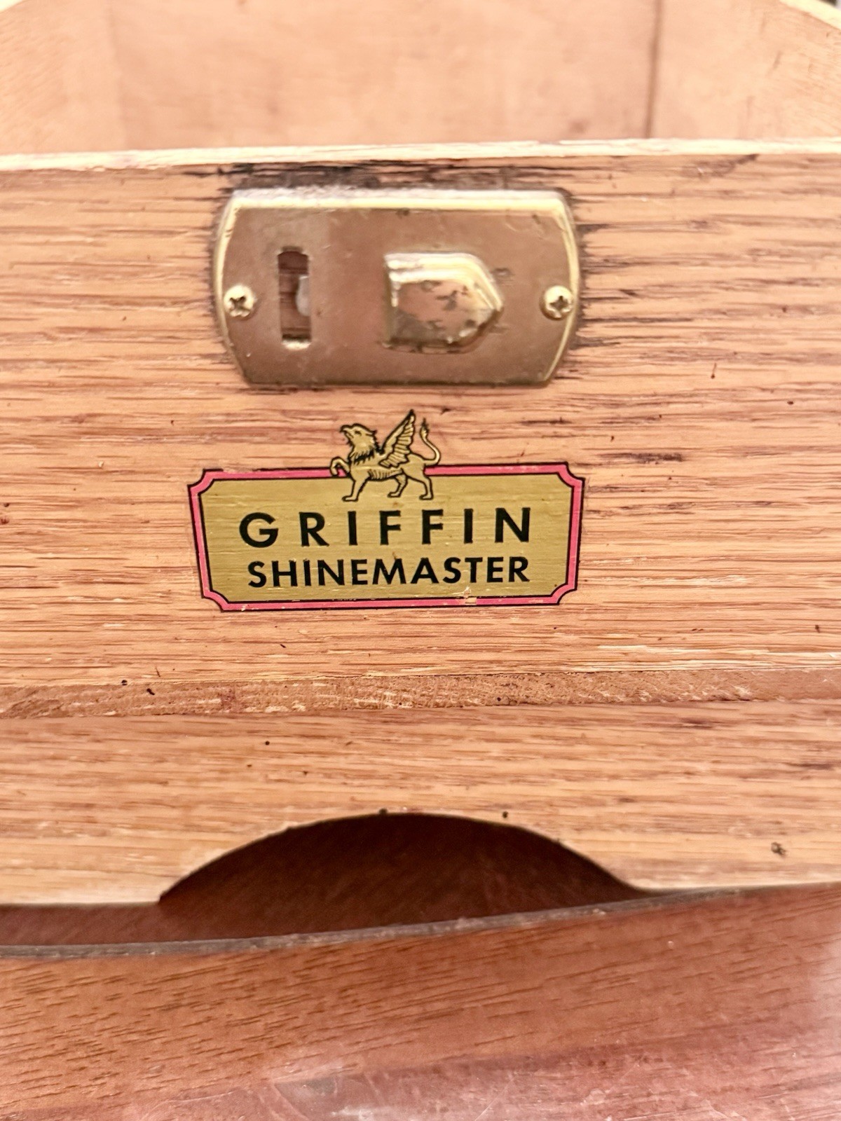 Nice Griffin Shinemaster Dovetail Wooden Shoe Shine Box with Footrest BOX ONLY