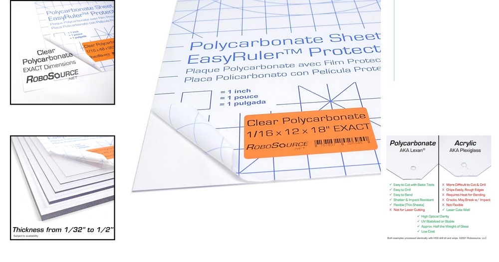 Transparent Polycarbonate Plastic Sheet 12x18 - Easy to Bend & Cut for Projects