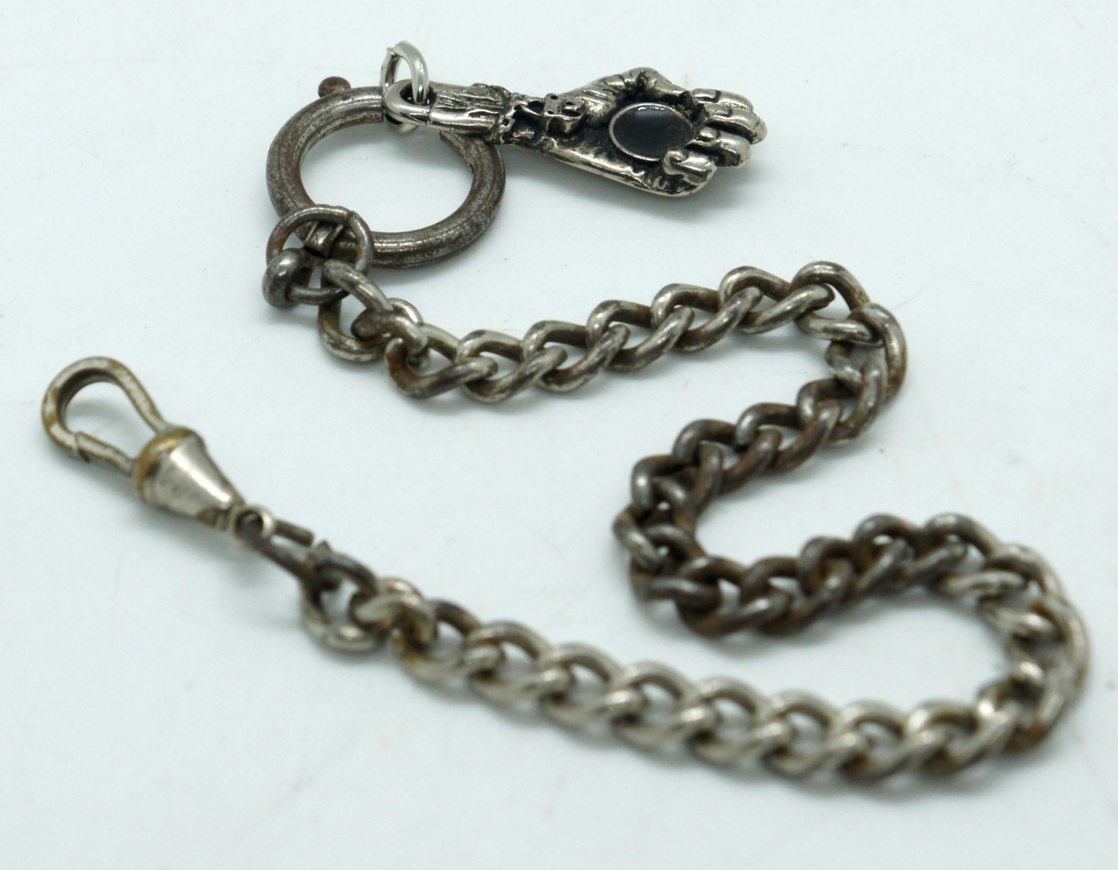 Vintage Pocket Watch Chain with Clasp Swivel and Pendant 25 cm