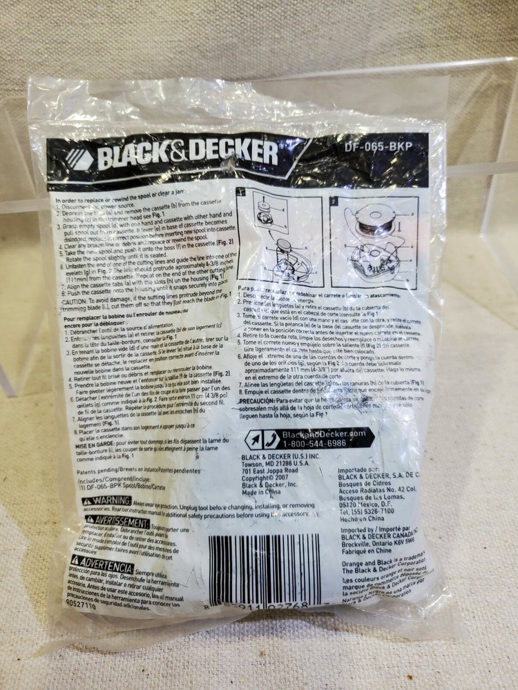 Black Decker DF 065 BKP Automatic Feed Spool 40 ft Plastic Pkg 1 .065 Line