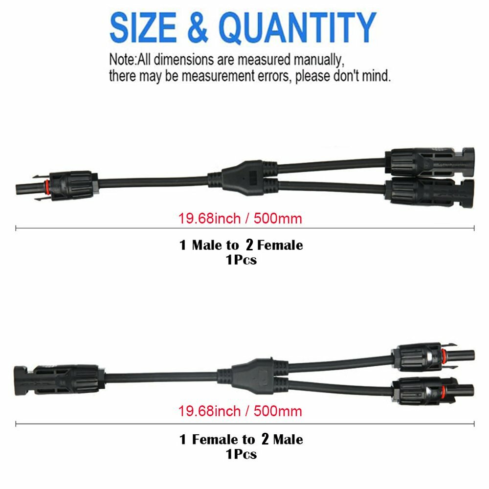 2PCS 30A Y Type Solar Panel Cable for FFM MMF PV Wire Connector T Splitter Tools