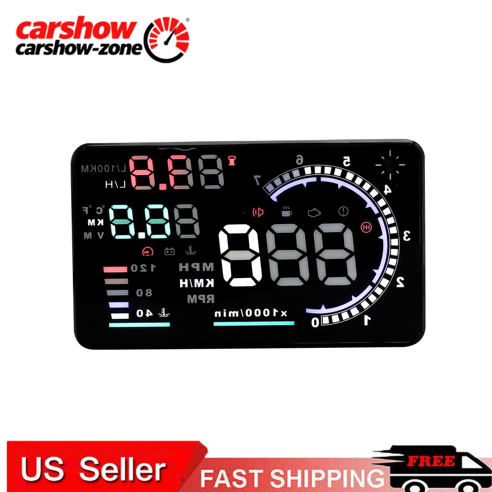 OBD II Car HUD Head Up Display 5.5'' Dash Screen Digital Speedometer Projector