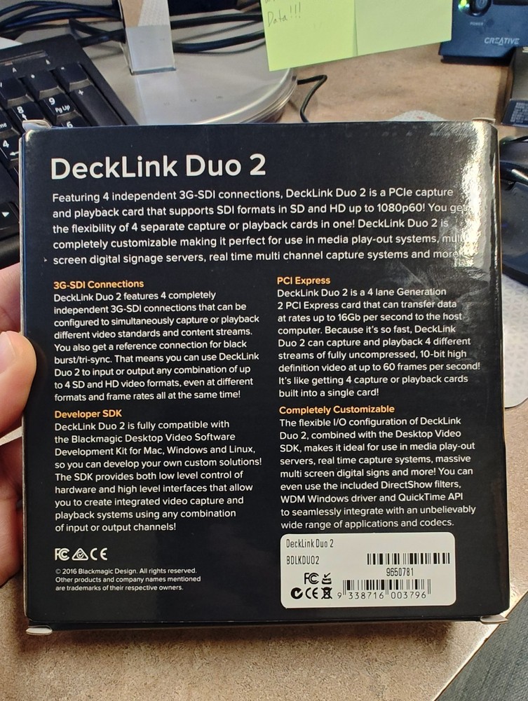 Blackmagic Design DeckLink Duo 2 BDLKDUO2 - Open Box