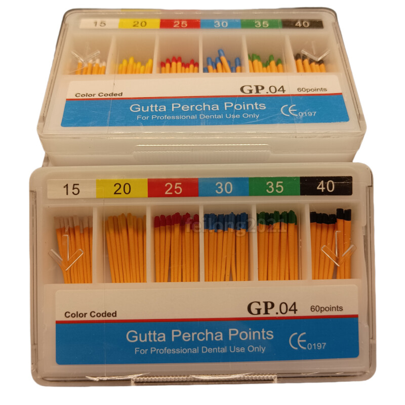 60 Points Dental Endo Gutta Percha Points Tips Color Code 0.04 Taper