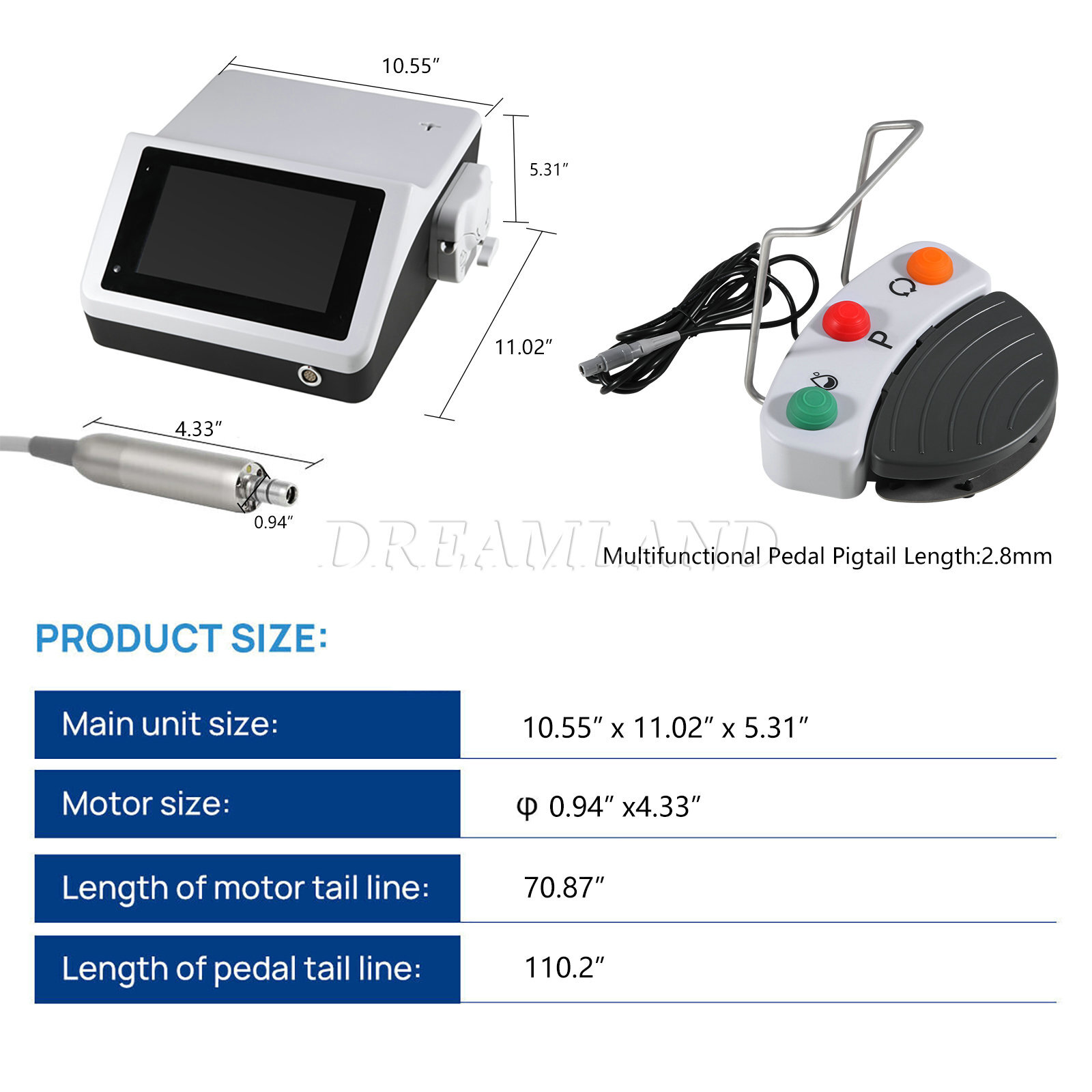 Dental Surgical Implant Motor Touch Screen w/ LED Fiber Optic 20:1 Contra Angle