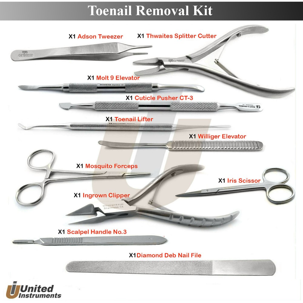 Basic Toenail Removal Set Podiatry Nail Surgery Tools Kit Nails Splitter Cutter