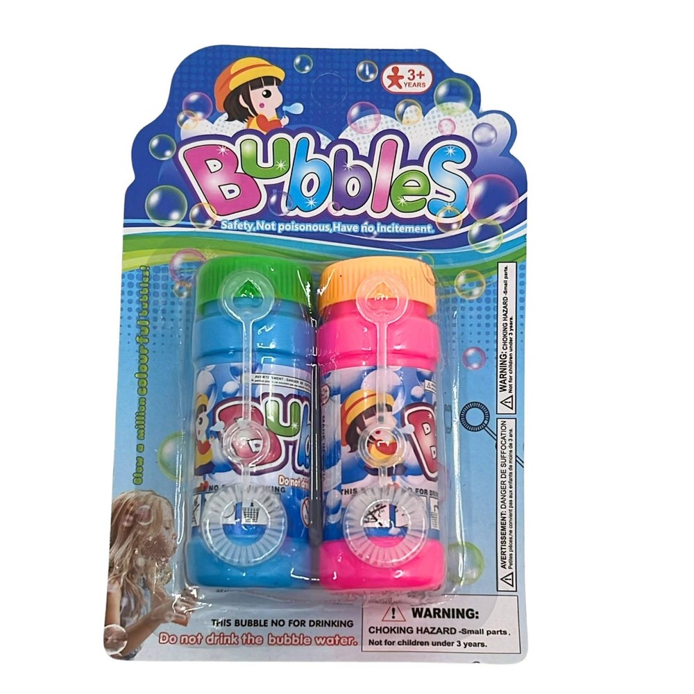 Kids Bubble Solution Bottles with Blower Wands: 2 Bottles