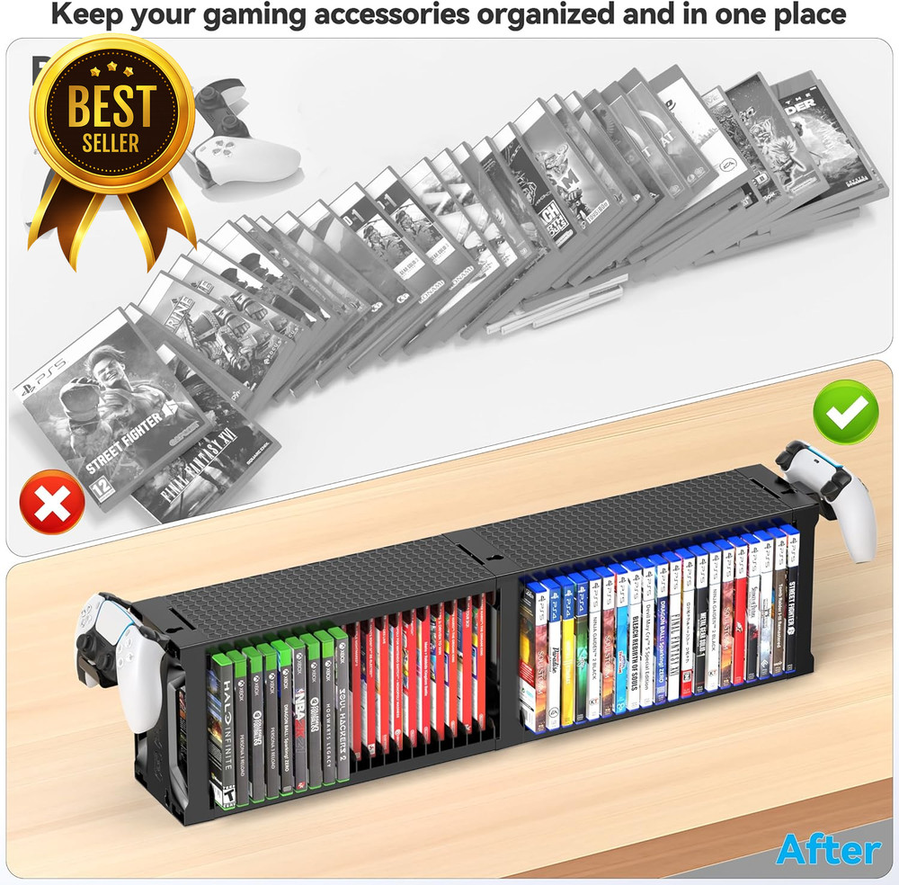 Video Game Storage Tower Rack PS5 PS4 Xbox Switch Game Stand Controller Holder