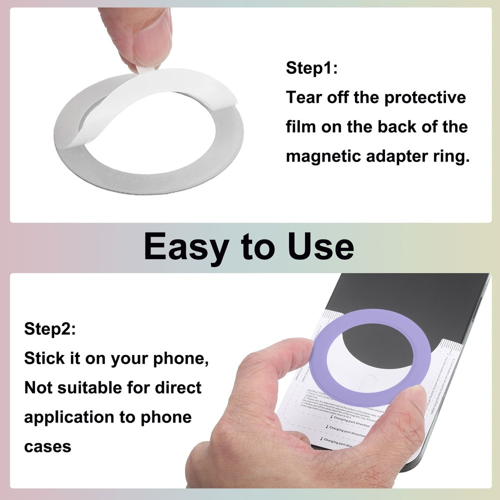 2Pcs Magnetic Sticker Ring Magnetic Adapter Ring Purple