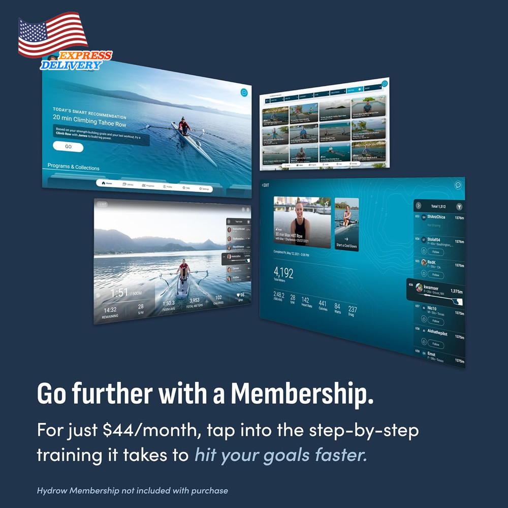 Origin Rowing Machine with Immersive 22" HD Rotating Screen Stows Upright