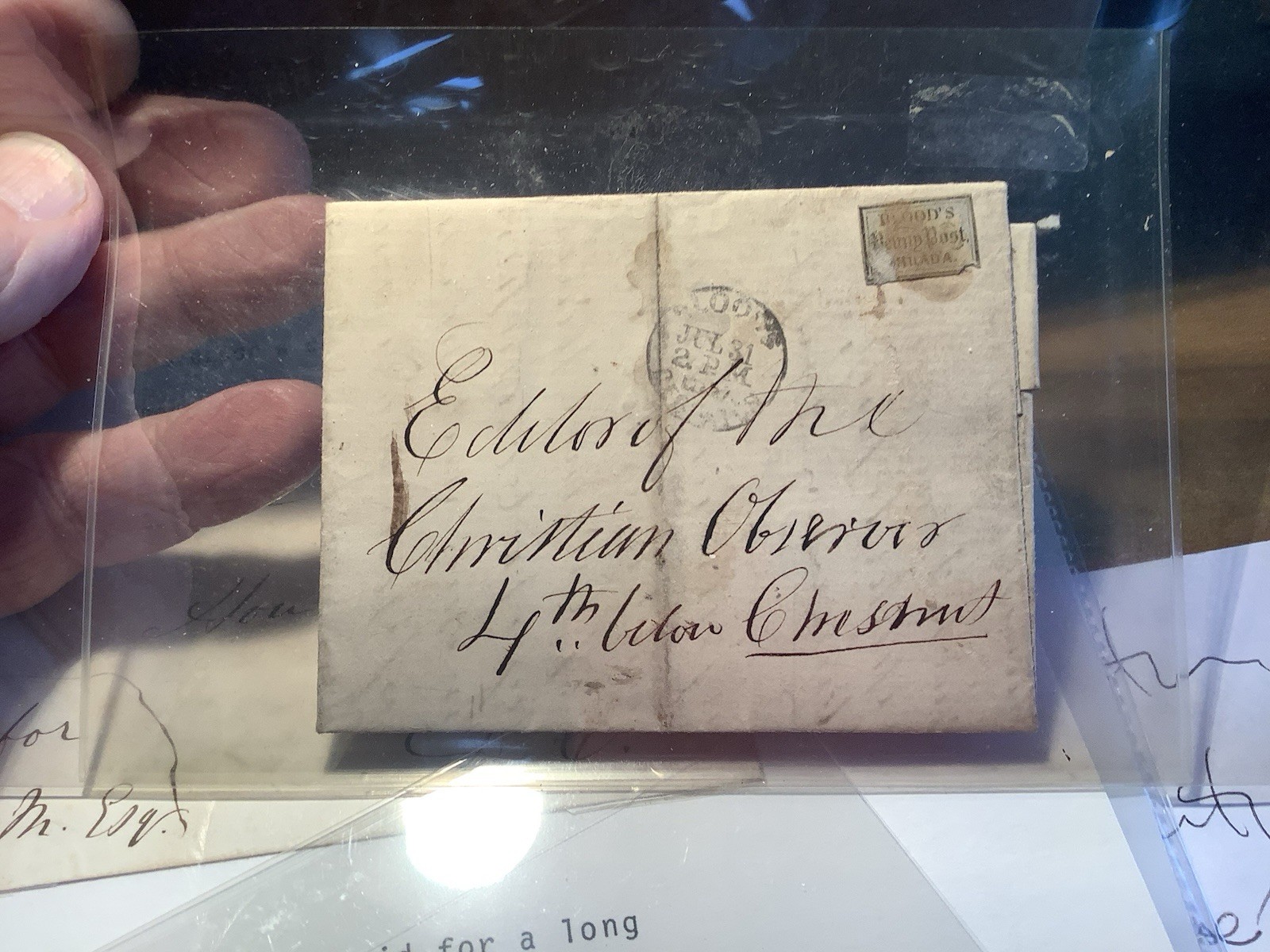 Mid 1800s = Genuine US LOCAL POST Stamp On Cover BLOOD’S 15L14