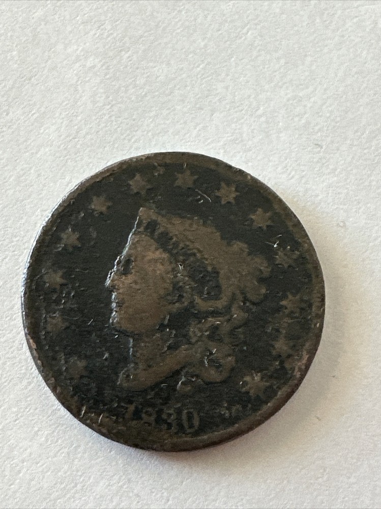 1830 Coronet Head US Copper Large Cent 1C