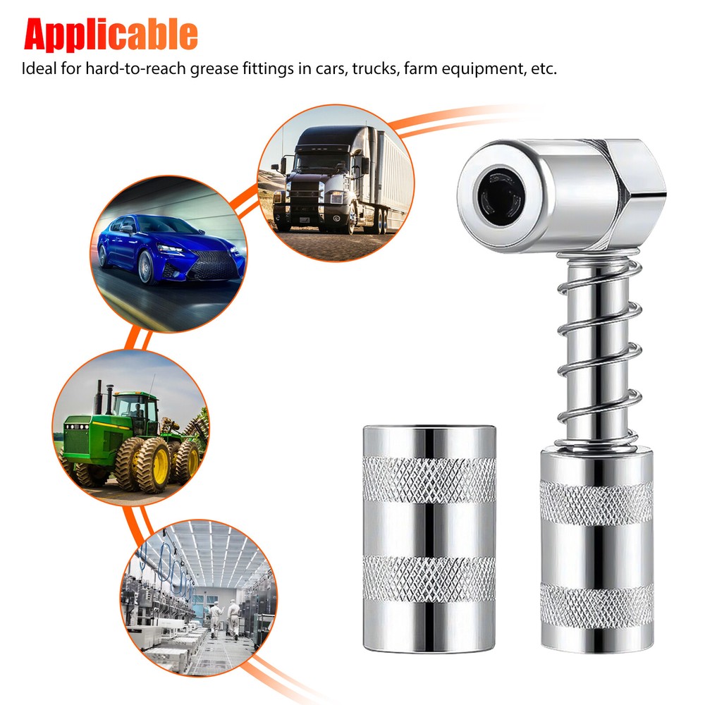 Grease Gun 90-Degree Adapter Set Includ Quick Connect Coupler Style Adapter