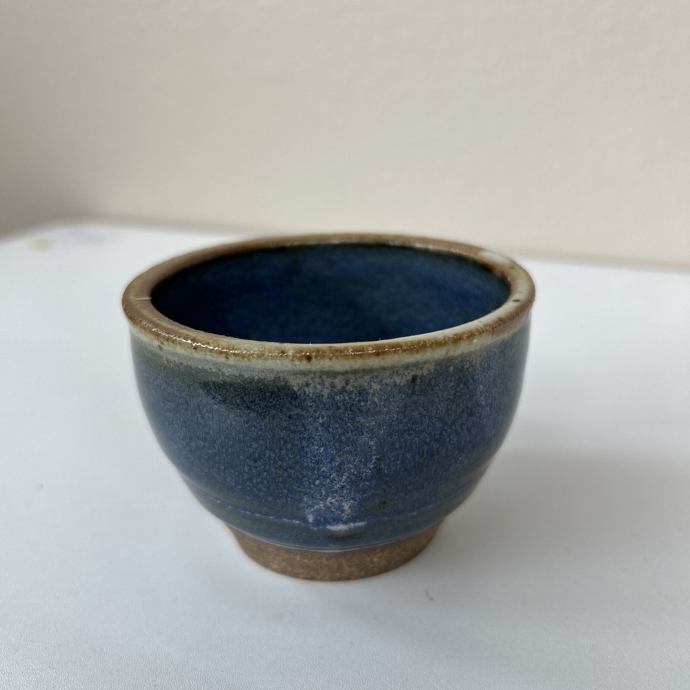 Studio Art Pottery Signed “AR” small blue bowl