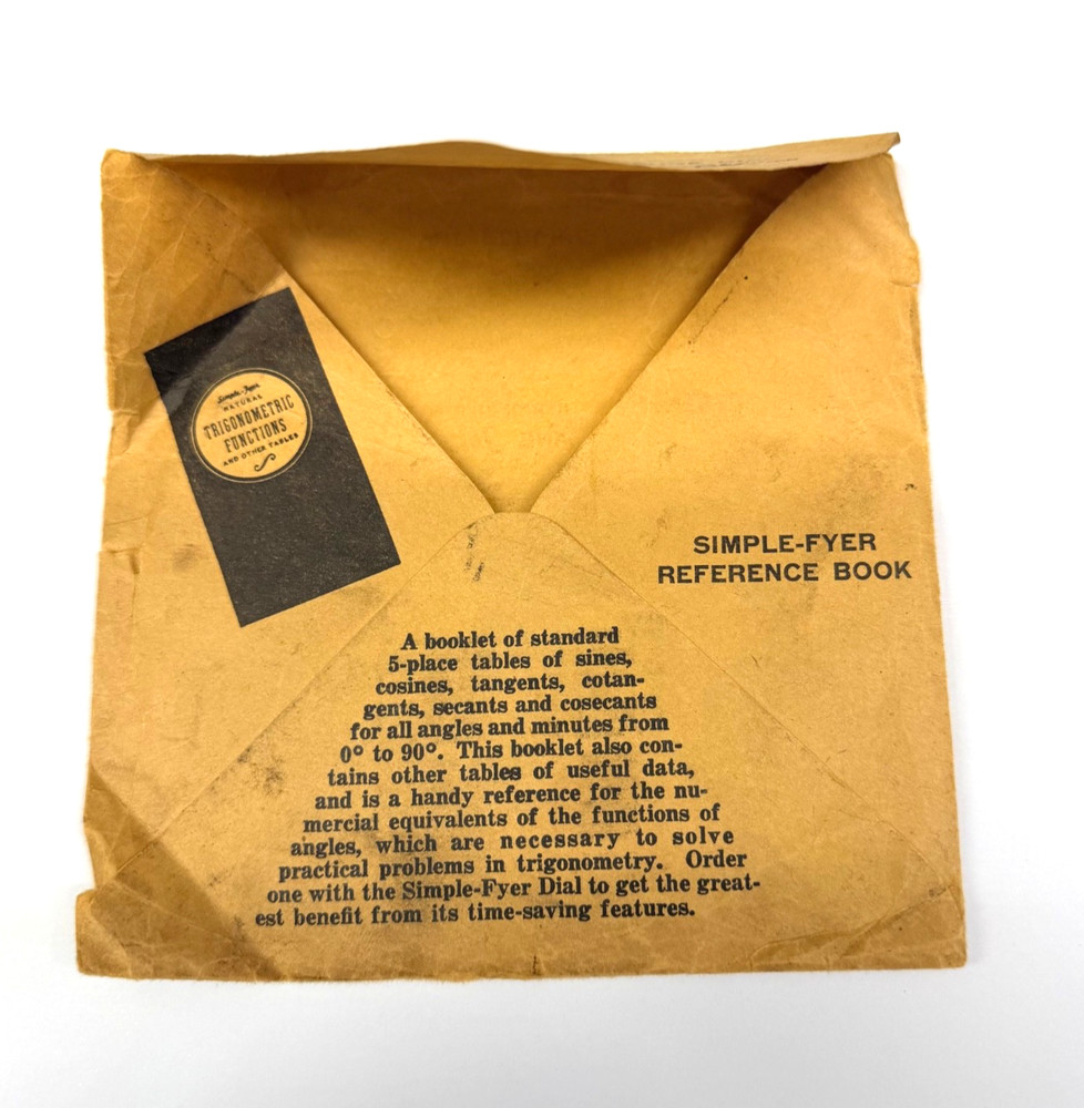 DERCK'S GAUGE DIAL ONLY w Envelope VTG 1943 EUC Decimal Threads Tapers Angles