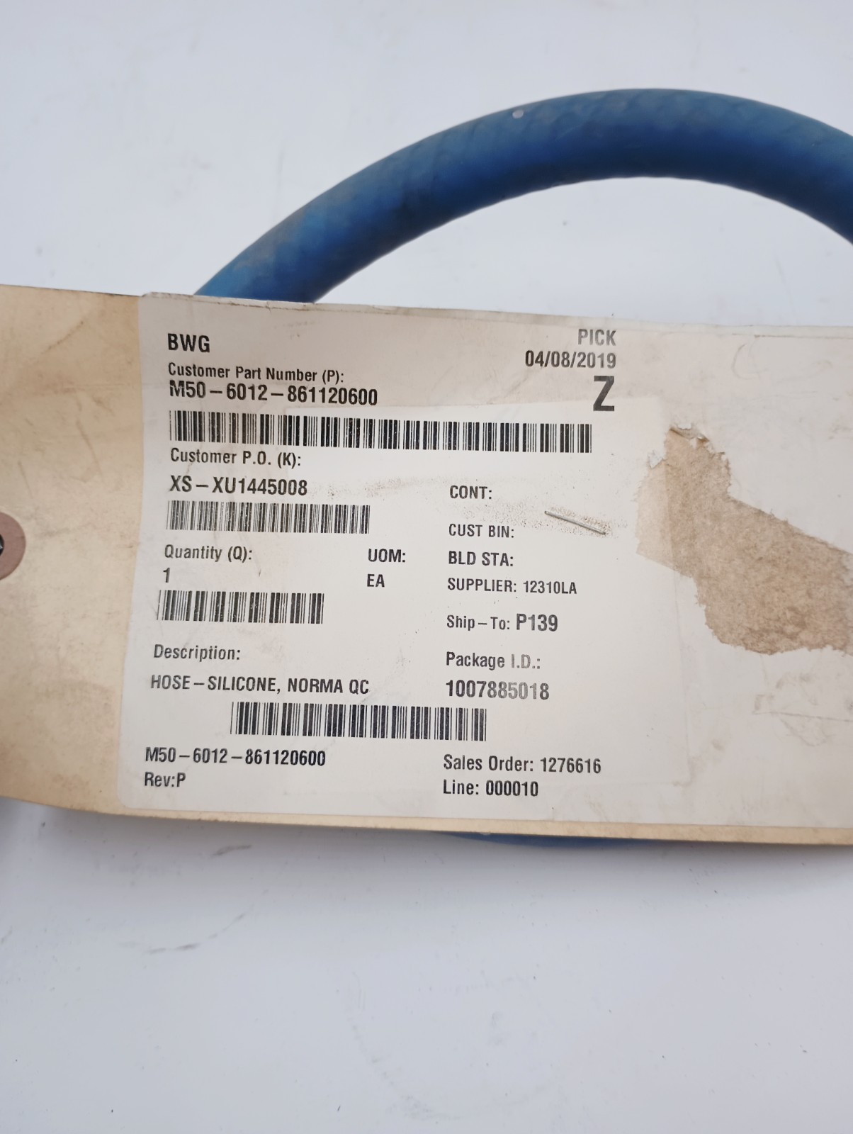 GENUINE OEM PACCAR M50-6012-861210600 BLUE SILICONE HEATER HOSE ASSEMBLY QUICK C