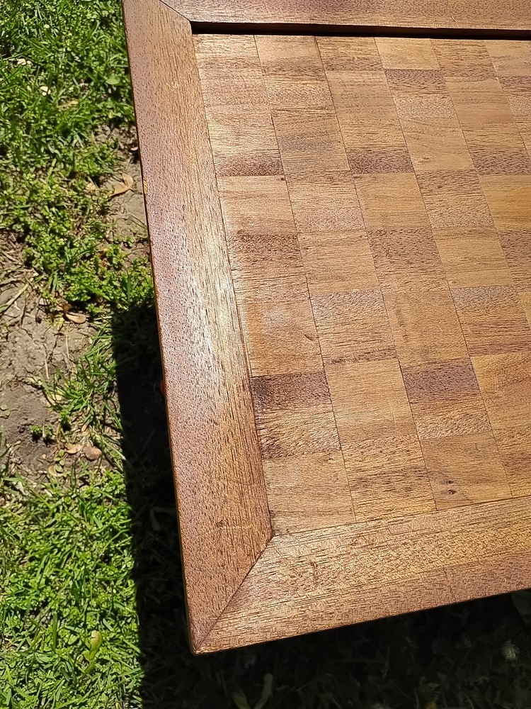 Large 19" Antique Handmade Solid Oak Chess Board