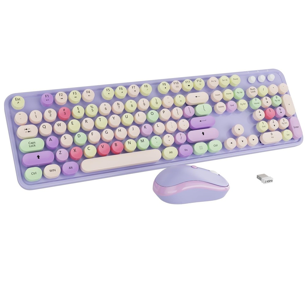 Wireless Typewriter Keyboard and Mouse - Wireless Keyboard with Silent Mouse,...