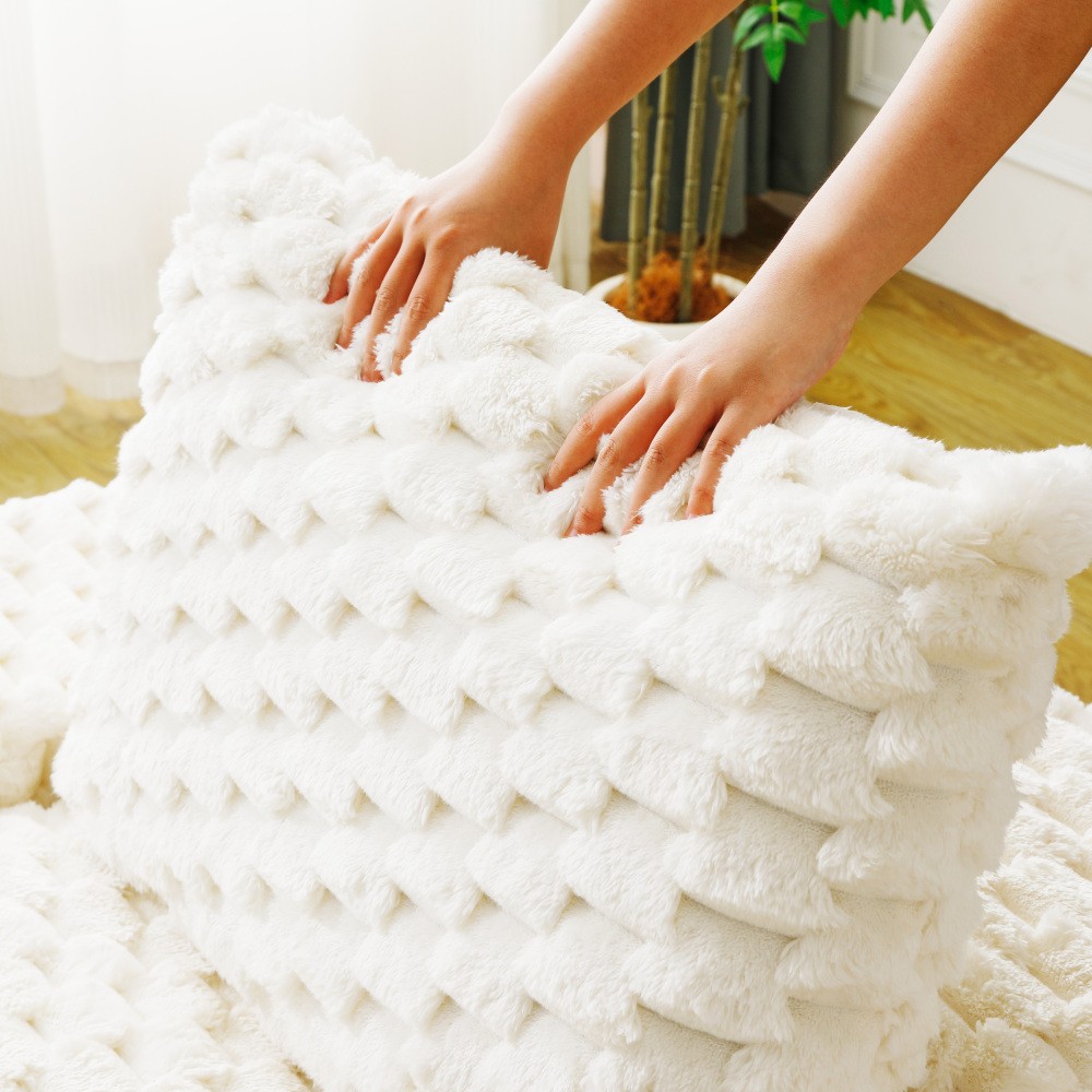 White Turtle Velvet Double Chaise Lounge w/ Sponge, Multifunctional Sofa
