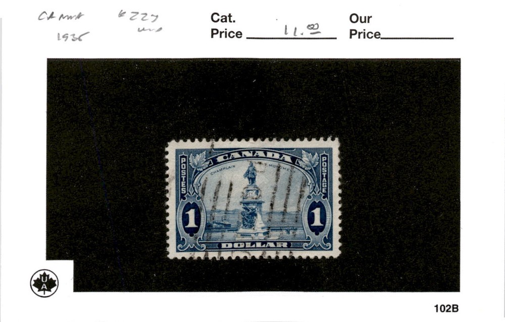 Canada, Postage Stamp, #227 Used, 1935 Champlain Quebec (AF)