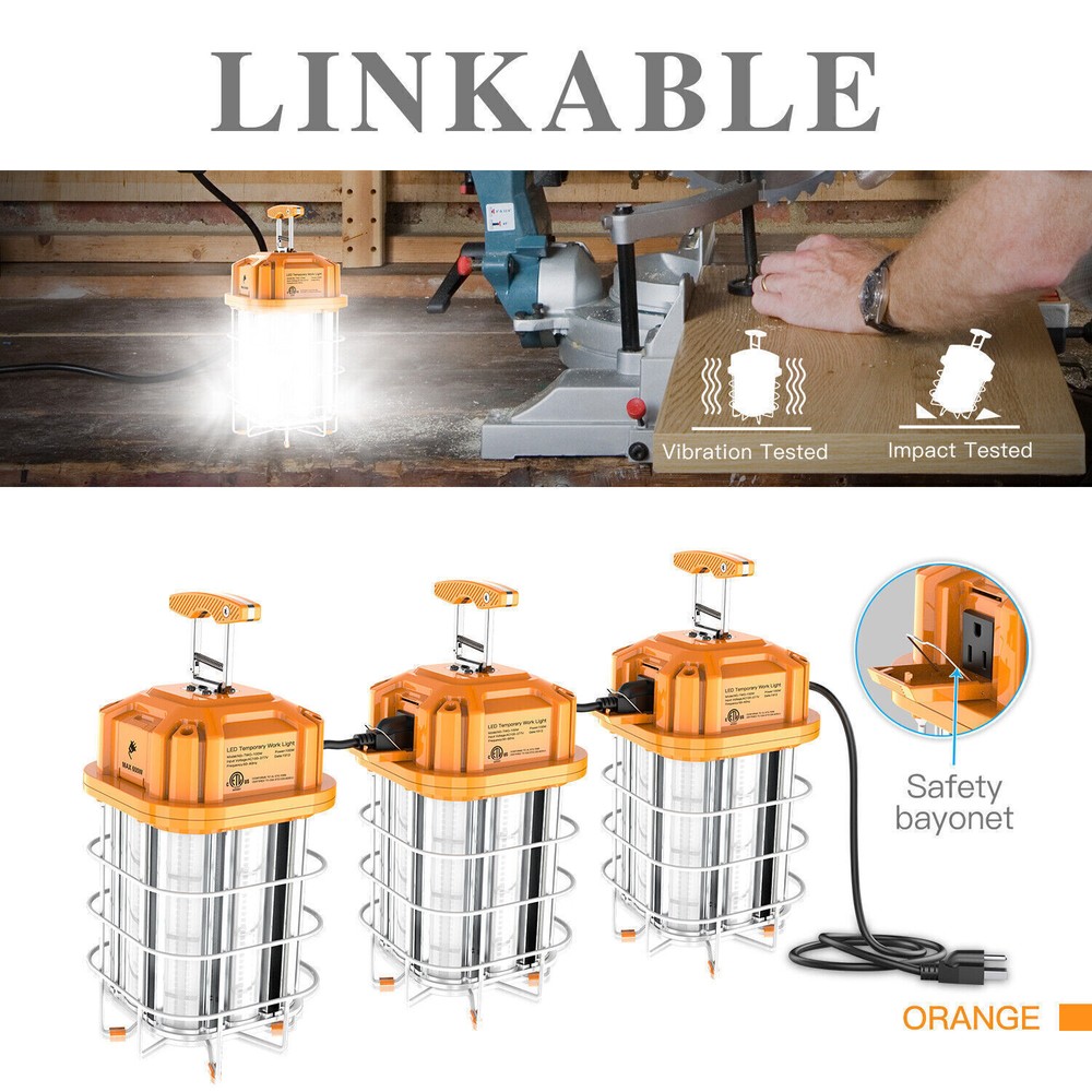 2Pack LED Temporary Work Light 100W Linkable Construction Building Highbay Light