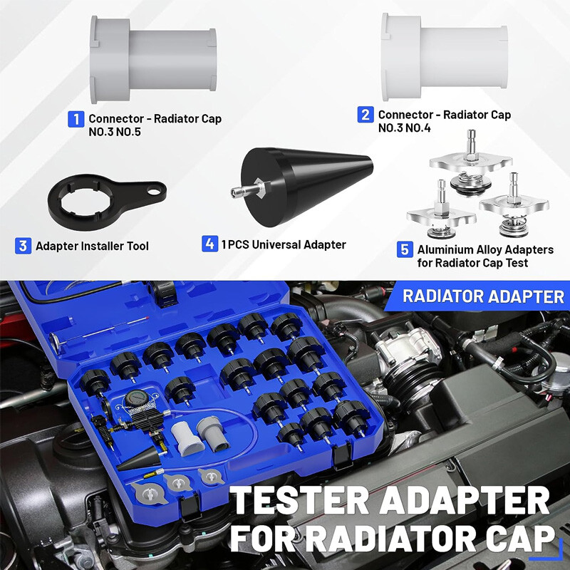 28Pcs Universal Radiator Pressure Tester Vacuum Cooling System Tool Refill Kit