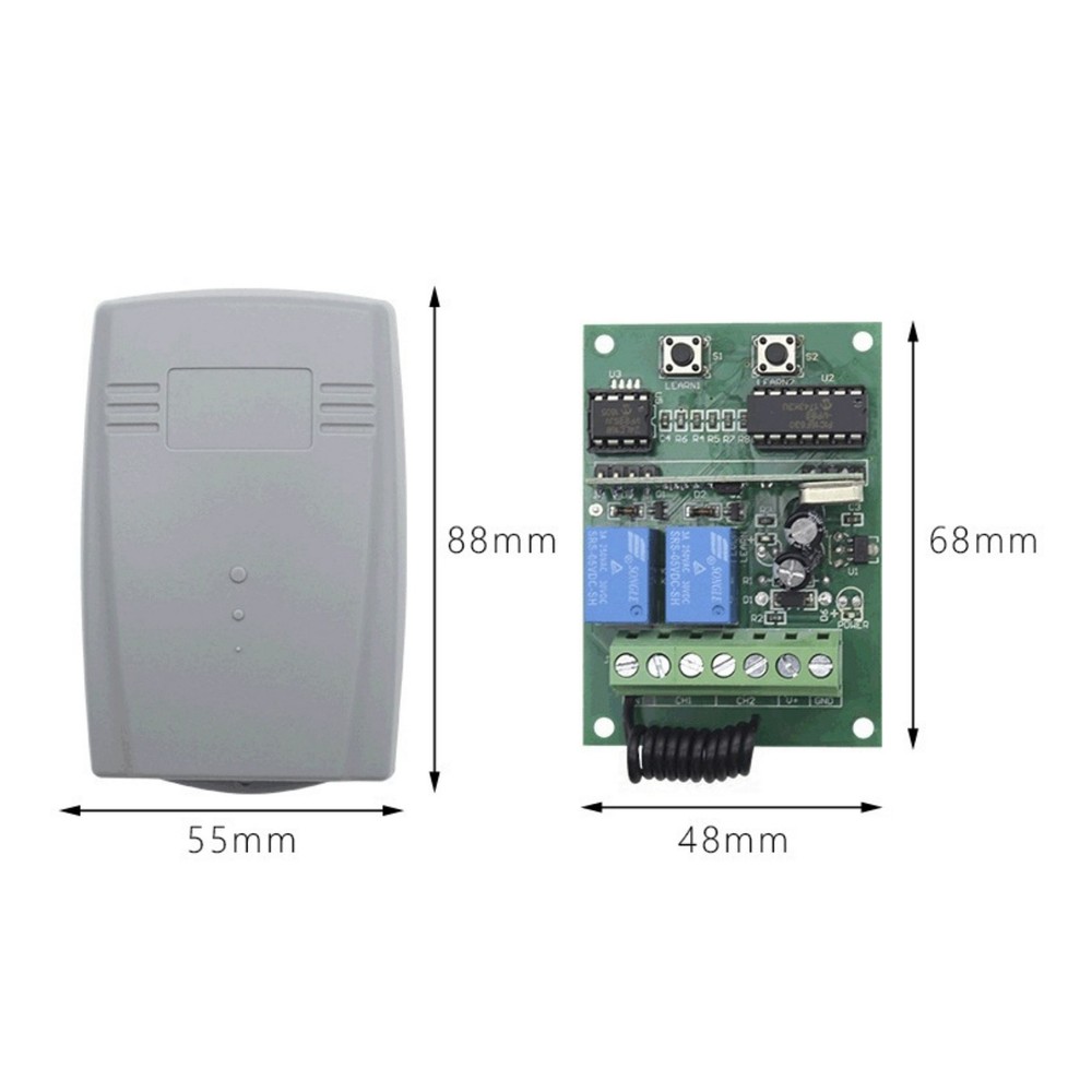 Rolling Code Universal 2-Channel Remote Control Switch Receiver Motor