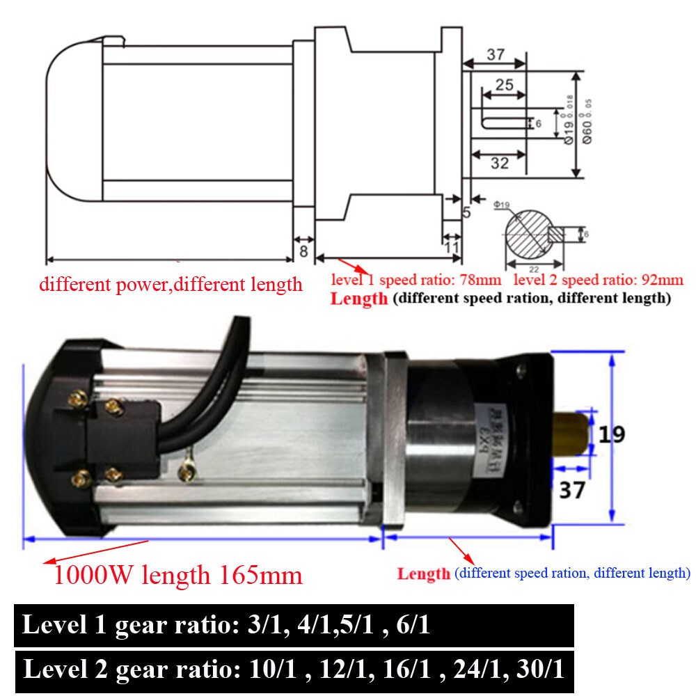 1000W DC Brushless Motor Variable Speed Controller Planetary Gearbox Reducer