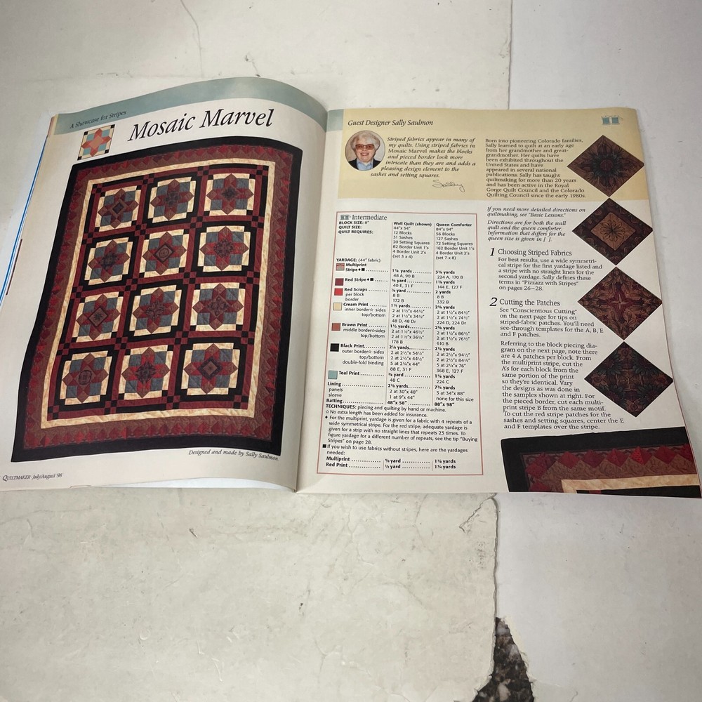 Quiltmaker Magazine July/August 1998 #62 back issues Quilting