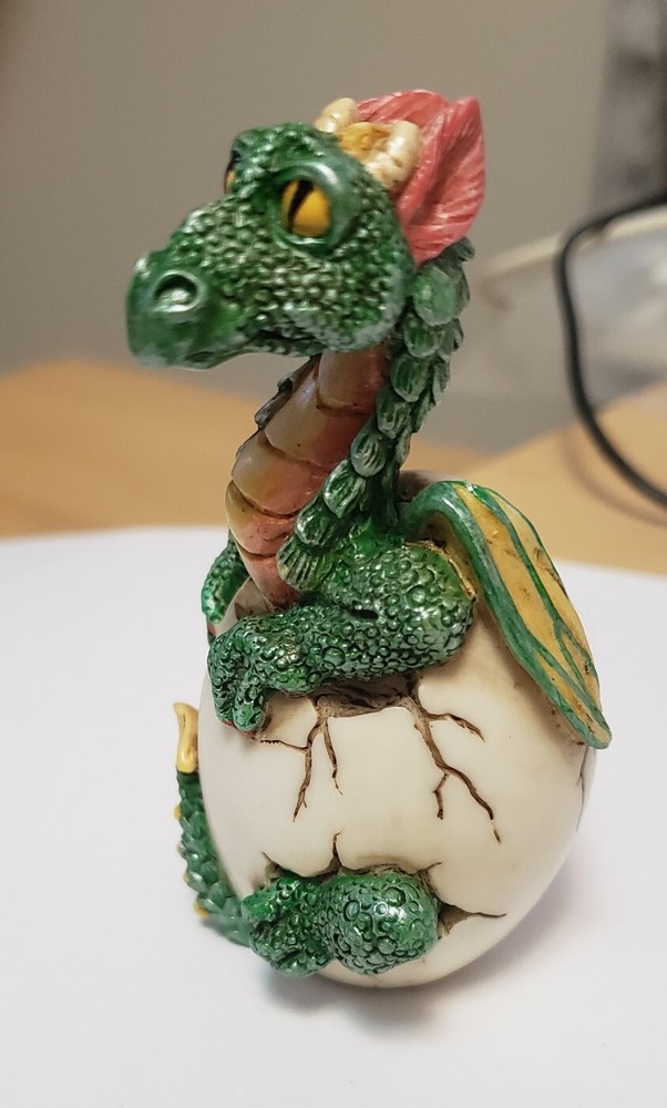 Vintage Dragon Hatching In Egg Shell 3"