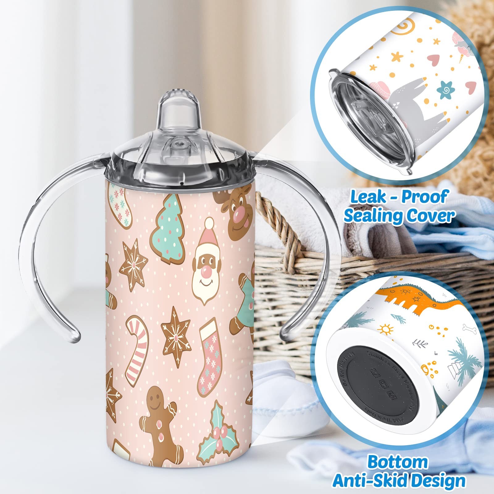 12 Pack 12 oz Sublimation Sippy Cups Blanks 2 in 1 Tumbler with 2 Lids Stainl...