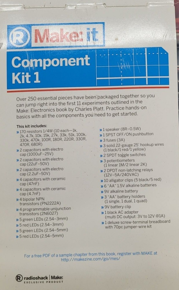 Radio Shack Make: Electronics Component Kit 1 2760349 NEW