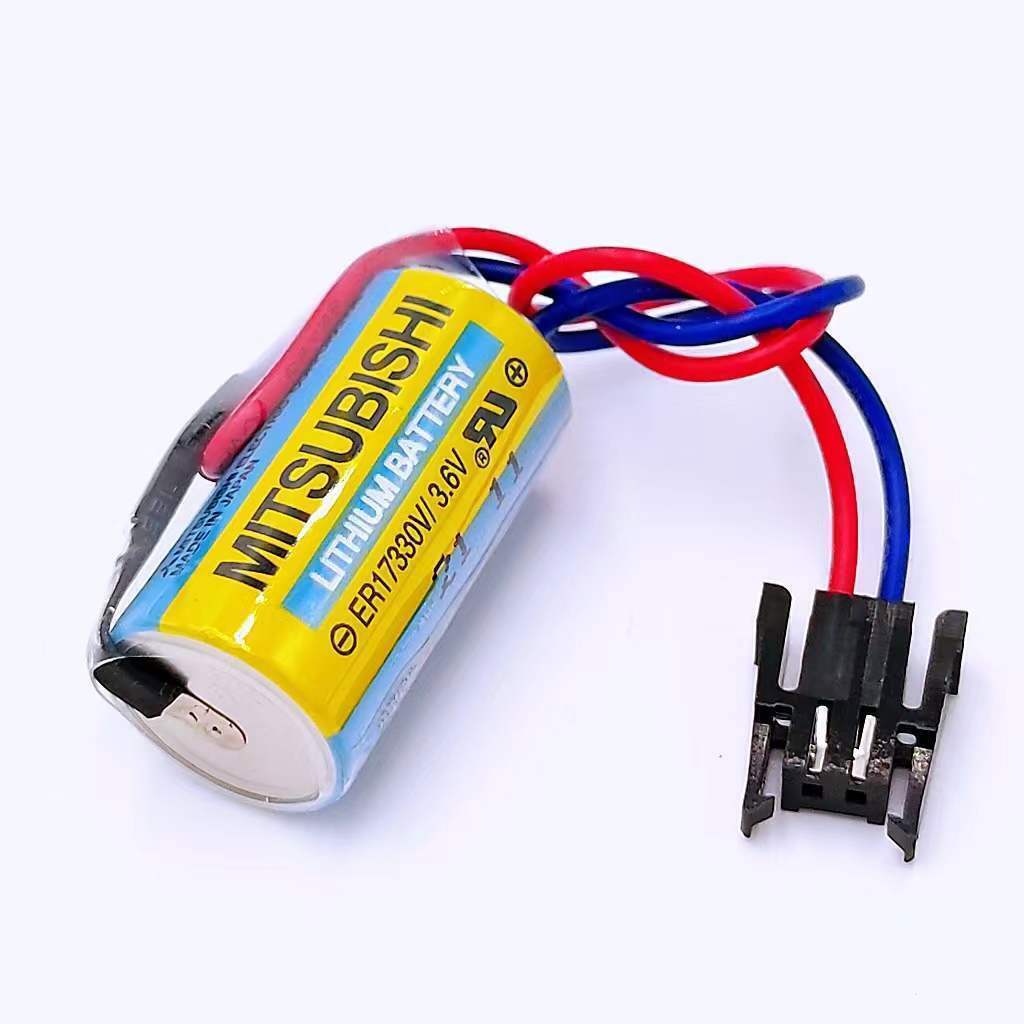 50pcs ER17330V/3.6V 1700mAh A6BAT Mitsubishi PLC Lithium Battery Size 2/3A+Plug