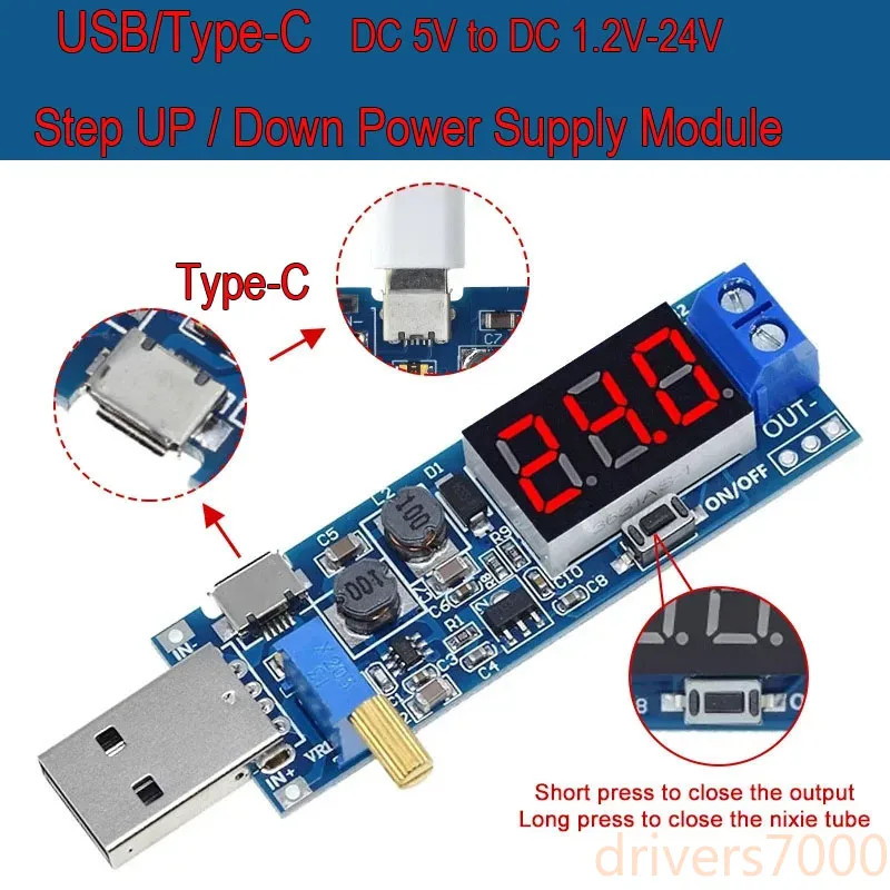 DC 5V To 1.2V-24V Converter Module Step Up/Down Adjustable Power Supply