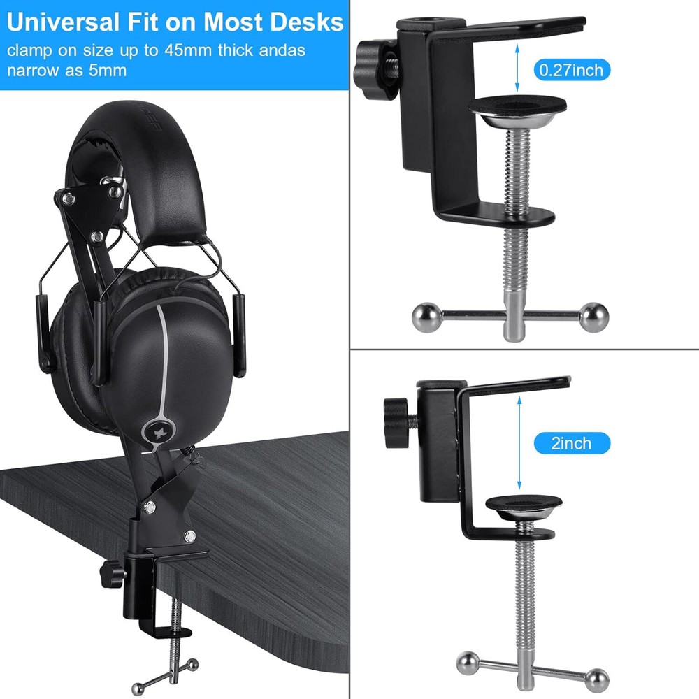 Cloolc Desktop Adjustable Headset Stand, Black