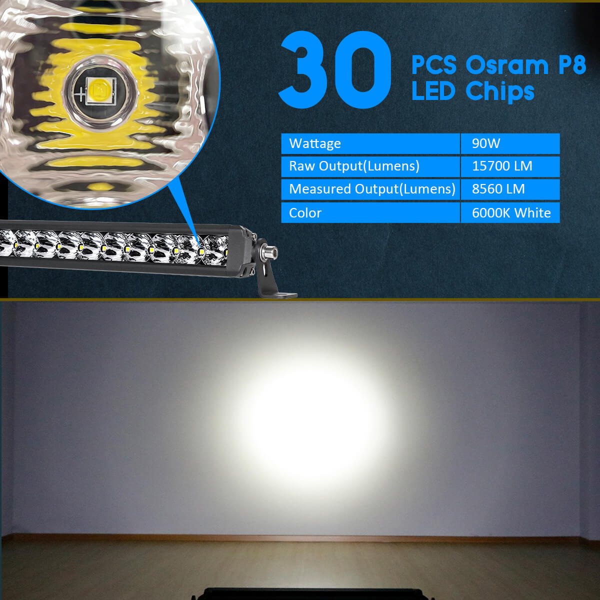 32 inch Super Bright LED Light Bar Combo Spot Truck Off-road SUV Driving Boat