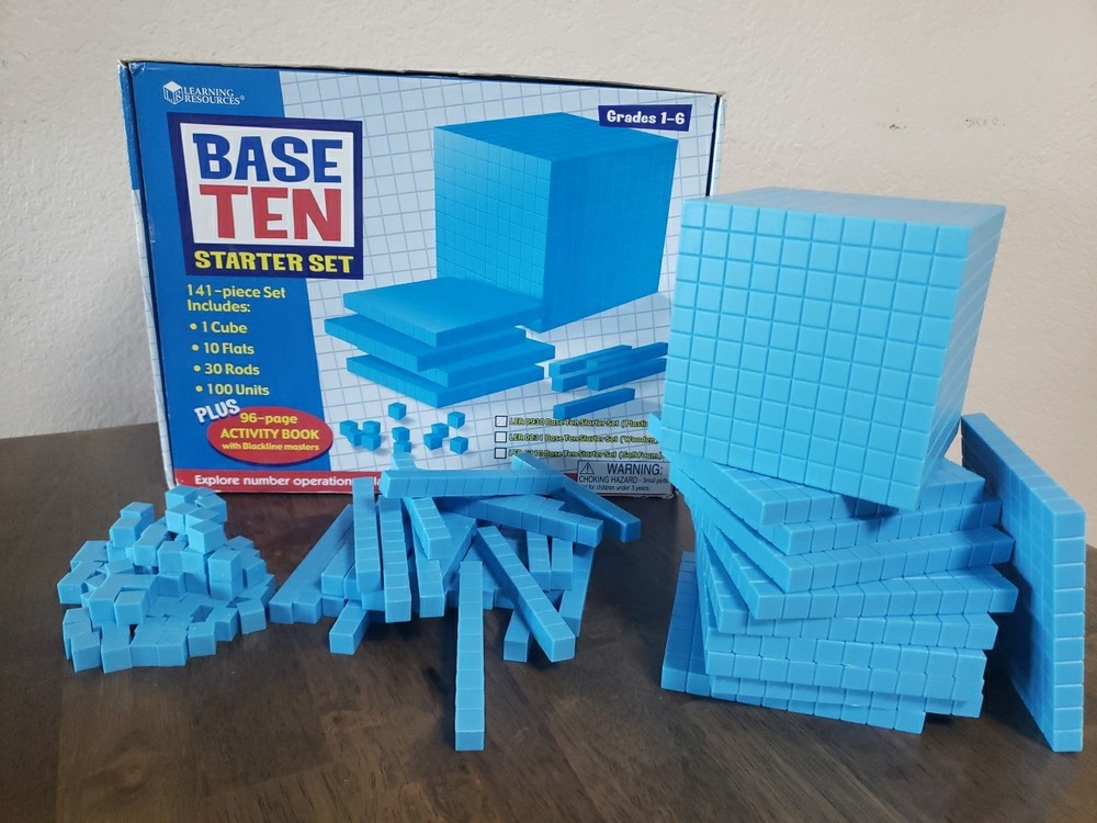 Base Ten Math Blocks Starter Set Learning Resources 141 Pieces Blue Homeschool